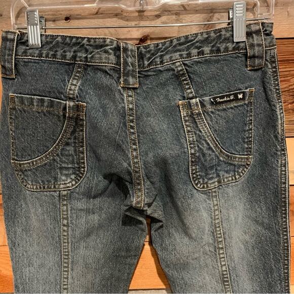 VINTAGE Y2K Frankie B Retro Flare Low-Rise Center Seam Jeans Dark Wash Size 4 - Picture 7 of 11
